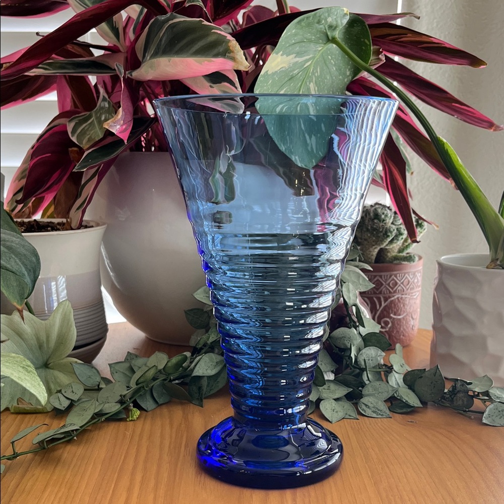 Pfaltzgraff Rare Cobalt Blue Glass Vase EUC